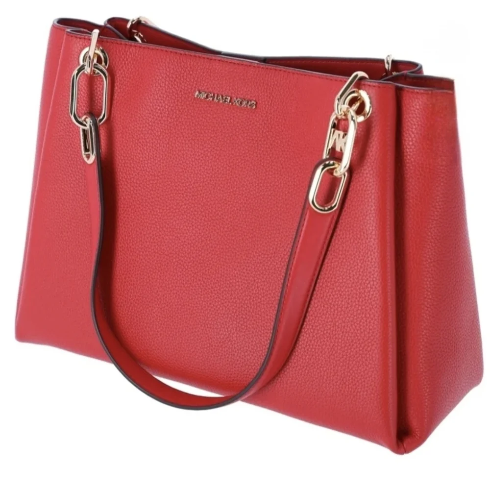 MICHAEL MICHAEL KORS Trisha Large Triple Gusset Compartment Leather Shoulder Bag